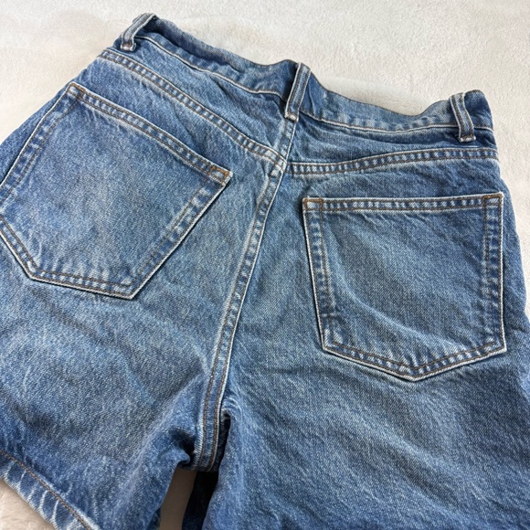 Reformation Amy Button Fly High Rise Blue Jean Shorts - Picture 7 of 11